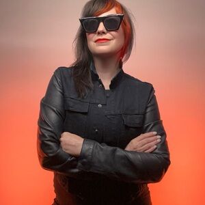 BALDWIN  / Midnight Blue Crop Jean Jacket Leather Sleeves / Large